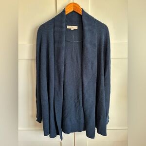 LOFT Blue Open-Front Cardigan with Shawl Collar